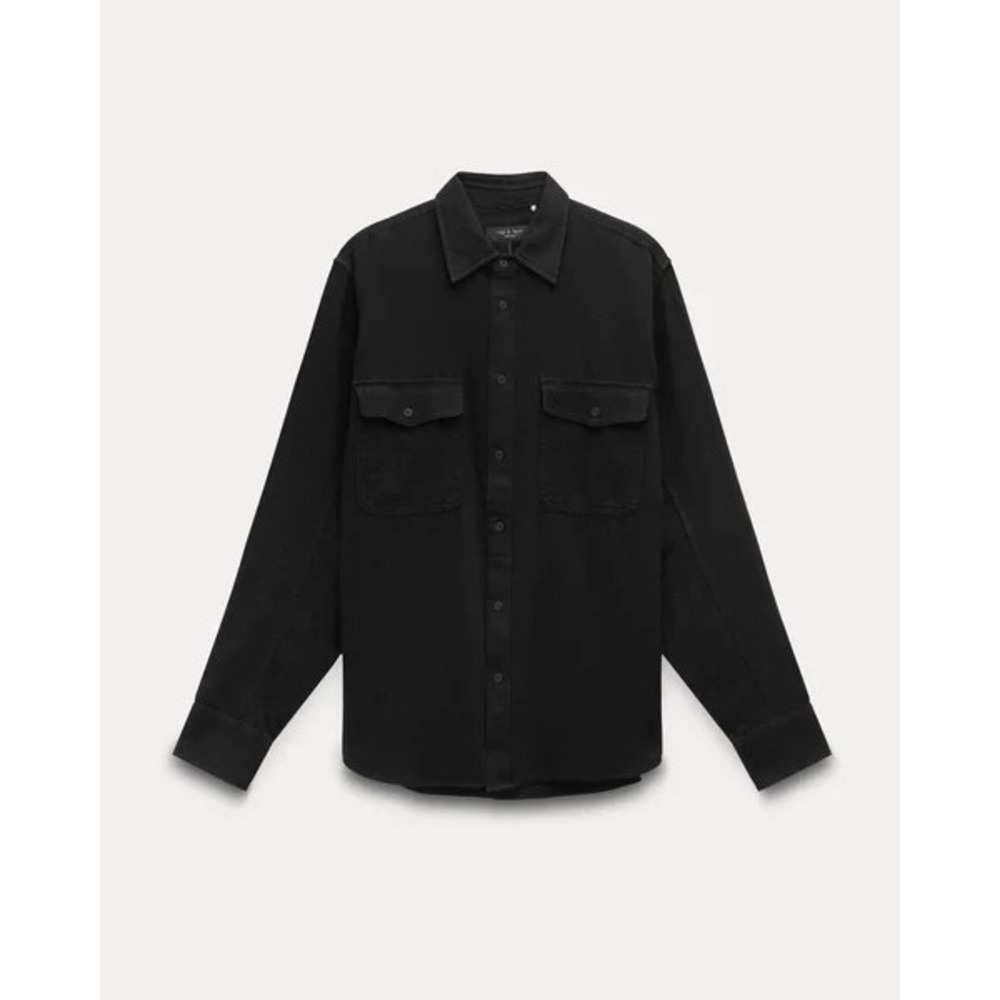 Rag & Bone Mens Black Engineered Long Sleeve Button Down Shirt Jacket New - Picture 2 of 6